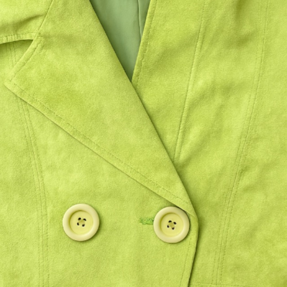 Gee Gee Sport Lime Green Faux Suede Blazer Jacket Womenโs Size S/P - Picture 6 of 13